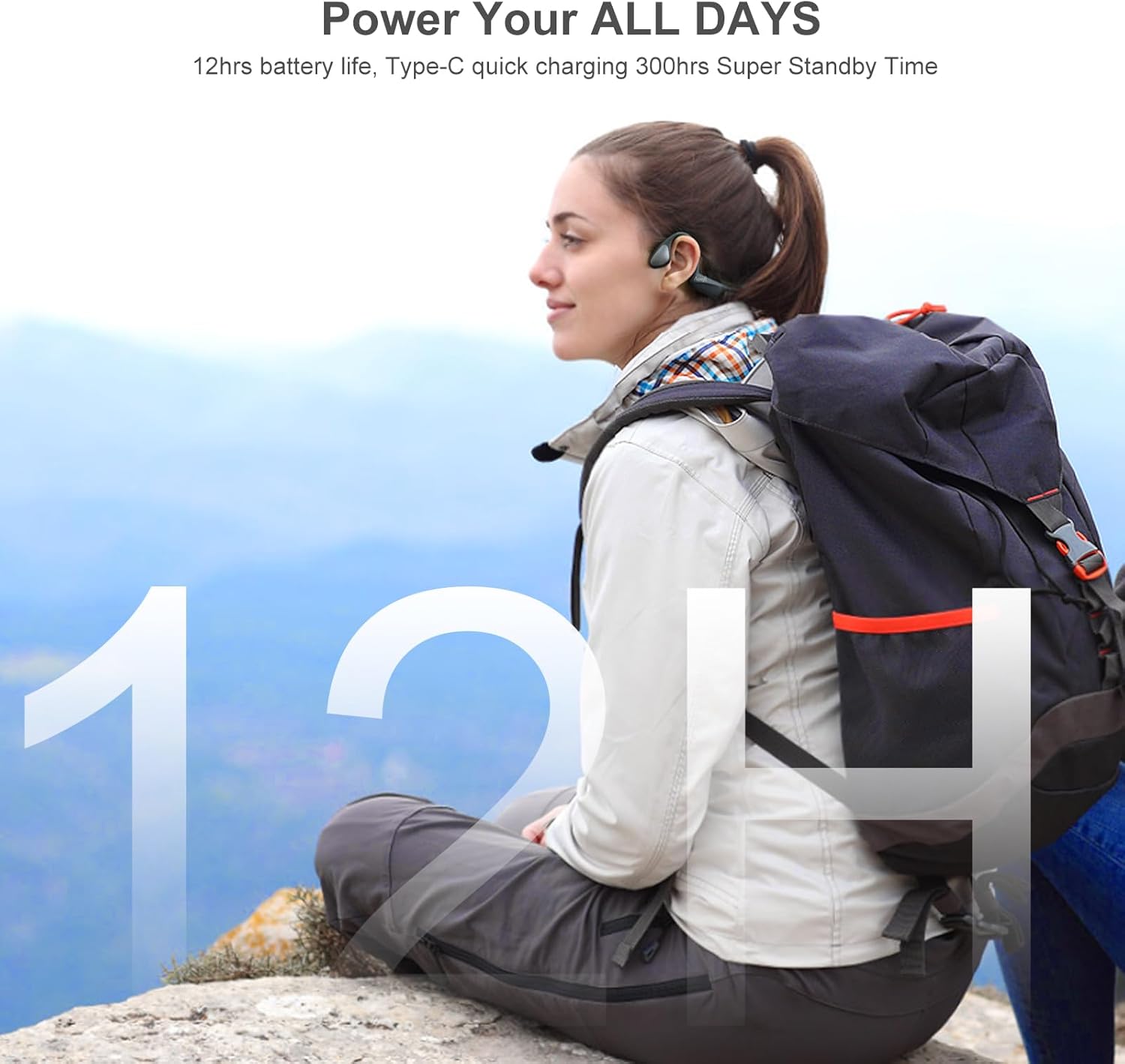 Bone Conduction Headphones - 2025 Upgraded Bluetooth 6.0 Open Ear Headphones with HD Mic, 12hrs Playtime, IPX6 Waterproof Wireless Bone Headphones for Running,Workout,Sport,Gym,Driving,Hiking - Image 6