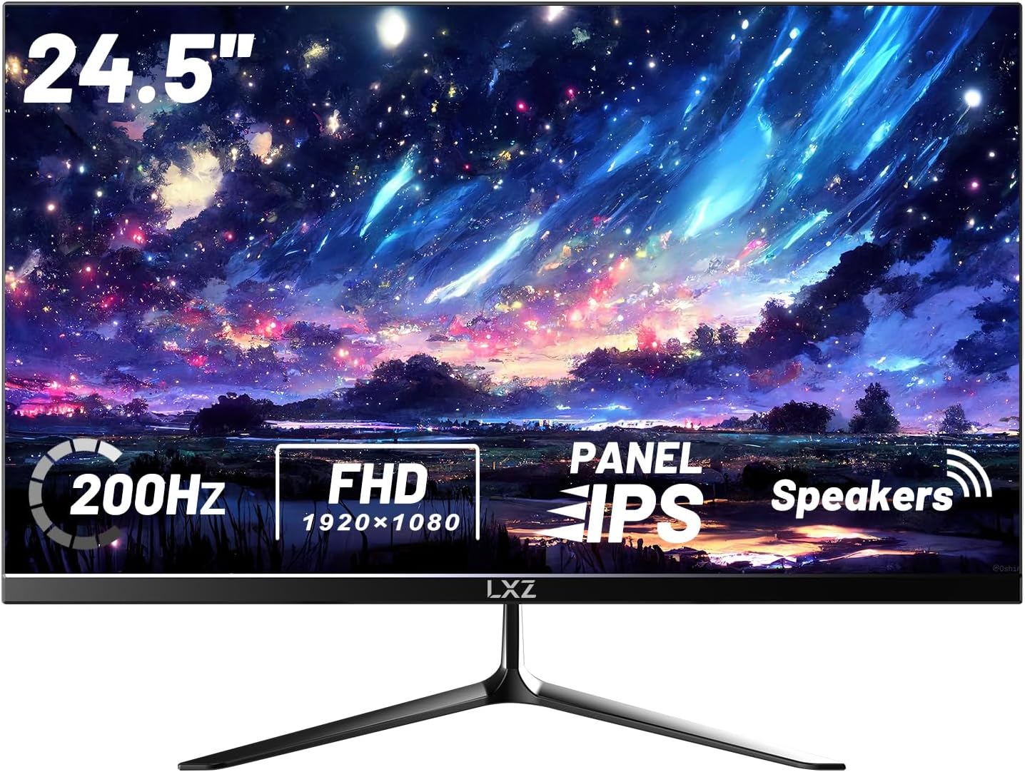 LXZ Gaming Monitor 24.5 inch, 200hz Monitor FHD 1080P Frameless IPS Display with Eye Care, DP/HDMI, Wall Mount Compatible - Black - Image 6