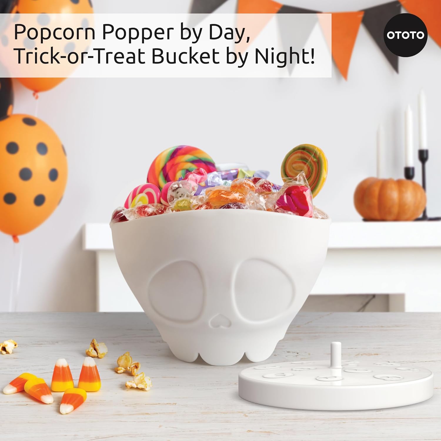 OTOTO New Scary Poppings Microwave Popcorn Popper - Gothic Popcorn Microwave Popper, Silicone Microwave Popcorn, Collapsible Bowl Popcorn Bowls, Halloween Goth Accessories Goth Gifts (White) - Image 4