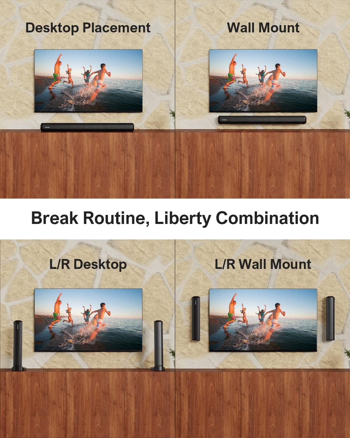 ULTIMEA 2.2ch Sound Bar for TV, Peak Power 100W, 2-in-1 Detachable Bluetooth 5.3 Soundbar for TV, 3 EQ Modes, Bass Adjustable for TV Speakers, App, ARC/Optical/Aux/Wall Mount, Apollo S40 - Image 8