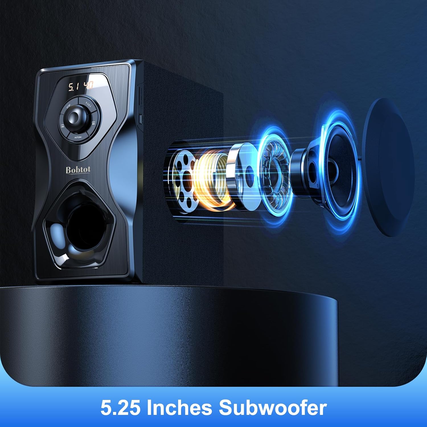 Bobtot Surround Sound Speakers Home Theater Systems - 700 Watts Peak Power 5.1/2.1Wired Stereo Speaker System 5.25" Subwoofer Strong Bass with Bluetooth HDMI ARC Optical Input - Image 2