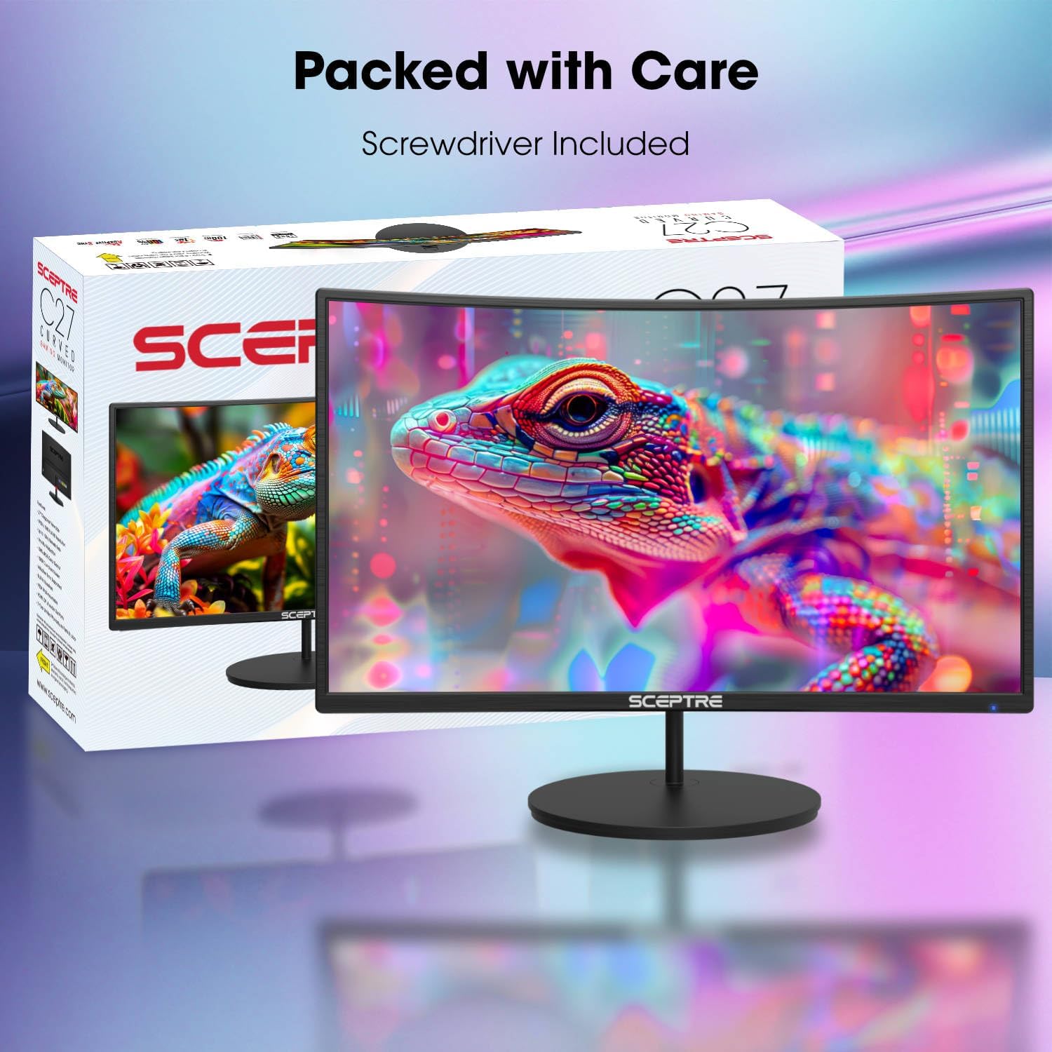 Sceptre Curved 27" FHD 1080p 75Hz LED Monitor HDMI VGA Build-In Speakers, EDGE-LESS Metal Black 2019 (C275W-1920RN) - Image 2