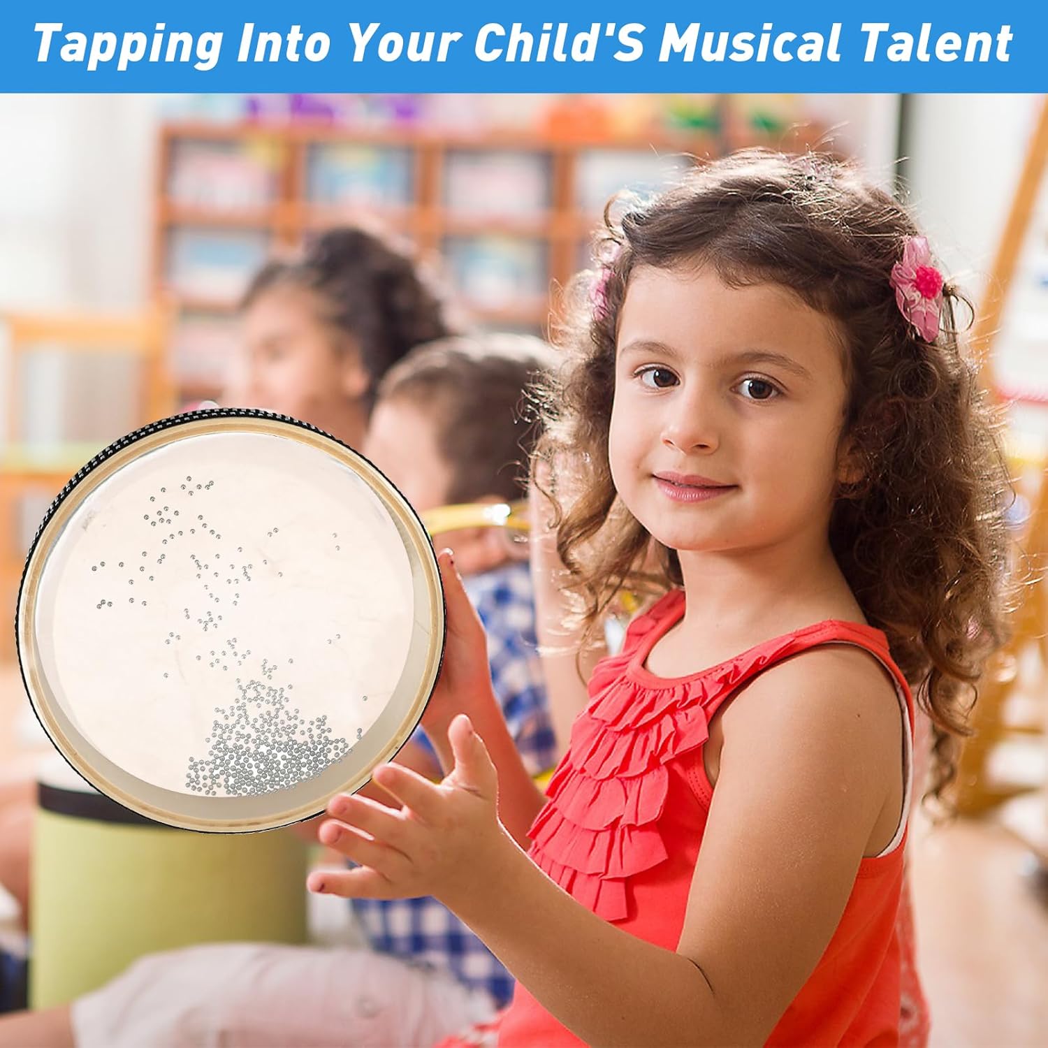 8 Inch 10 Inch Sea Wave Sound Drum, 2 Pcs Wave Bead Ocean Drum Sea Sound Drum with Wooden Shell Musical Instrument Percussion for Home School Supplies - Image 6