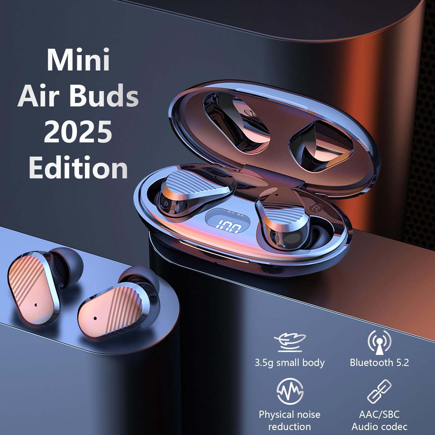 Echolabs Wireless Earbuds,Echo 2025 Edition Audio Earbuds with Bluetooth 5.2,Mini Binaural Sports Waterproof Headset (Black) - Image 2