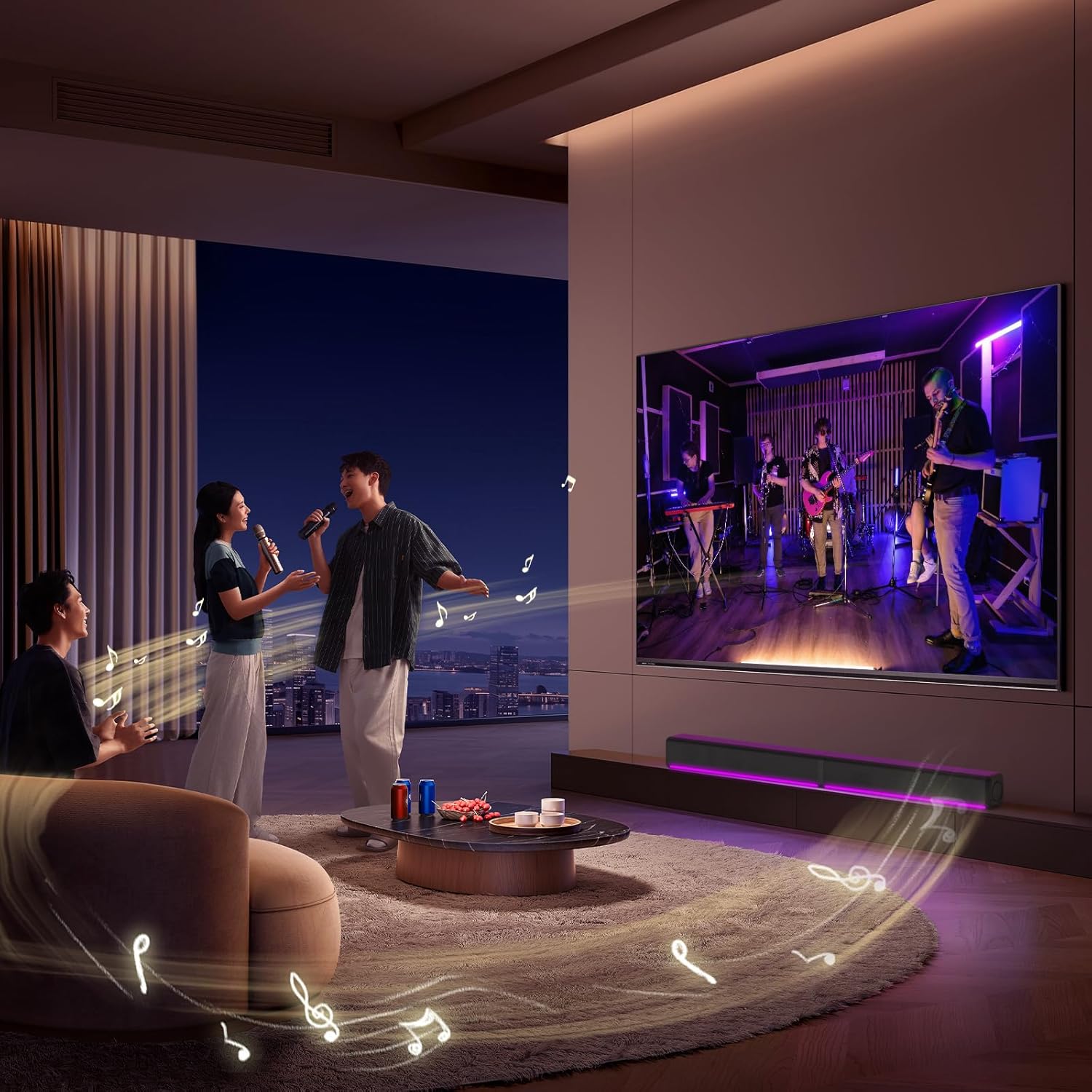 TV Sound Bar, Soundbar with RGB LED Lights & 2.1CH Bluetooth Speaker Surround System, 180W Surround Sound, AUX/Optical/HDMI ARC Home Theater Speaker, 2 in 1 Detachable for Smart TV/Projector/Gaming/PC - Image 8