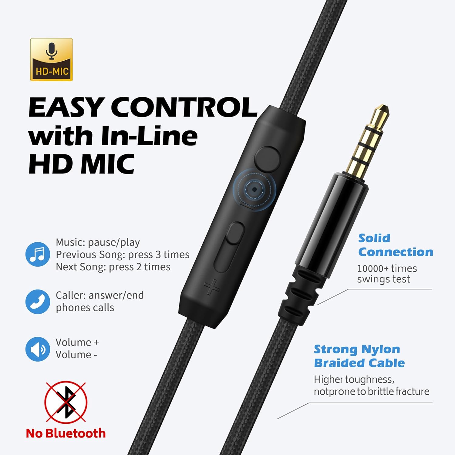 AILIHEN C8 Headphones Wired, On-Ear Kids Headphones with Microphone and Volume Control Foldable Corded Stereo 3.5mm Headset for School Teens Smartphones Chromebook Laptop Tablets Travel (Black Blue) - Image 5