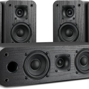 Saiyin 5.0 Home Theater System, 100w HiFi Surround Sound Speakers with Stereo Surround Sound and Classic Rretro Wood Grain for TV/PC, Passive, Amplifier or Receiver Required, Cable Not Included