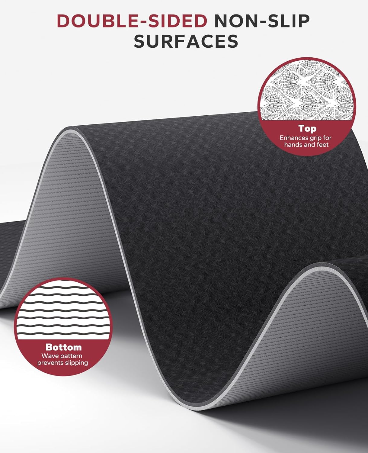 HAPBEAR Large Yoga Mat - 72"x36"x6mm (1/4 inch), Extra Wide Non-Slip Exercise Mat for Home Workout, Yoga, Pilates & Stretching, Durable & Eco-Friendly, Includes Bonus Resistance Bands & Carry Bag - Image 3