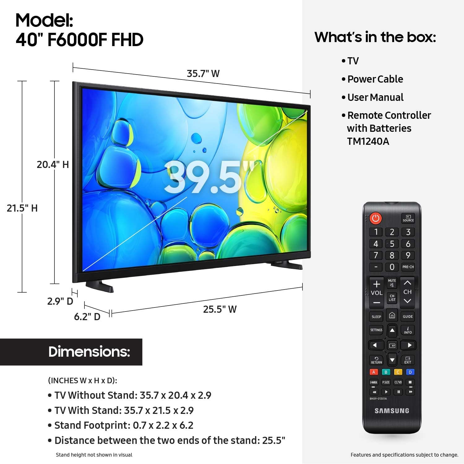 SAMSUNG 40-Inch Class Full HD F6000 Smart TV (2025 Model) HDR, Object Tracking Sound Lite, Knox Security, One UI Tizen, Smart TV - Image 3