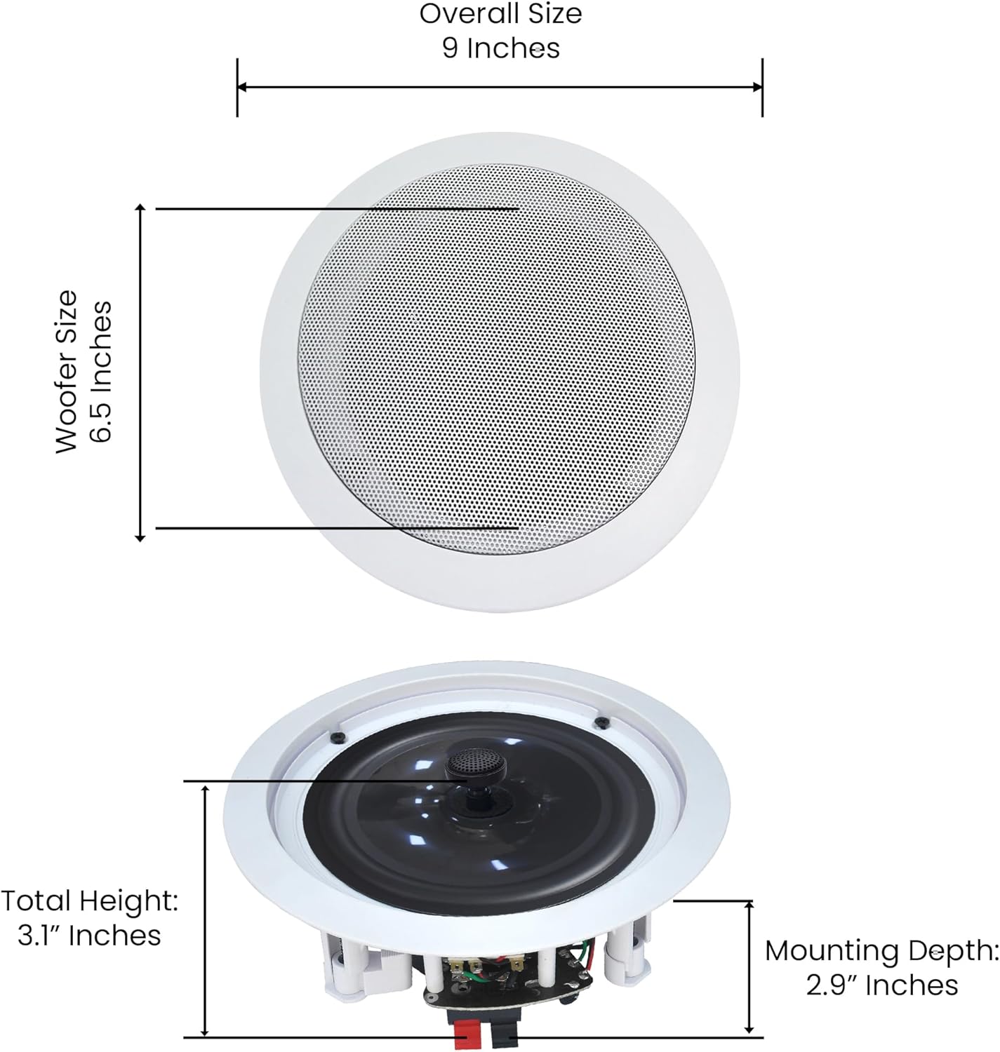 Home Theater System Kit with 1000 Watts 4-Chanel Bluetooth Receiver & 8 Qty 6.5" 200 Watts in-Wall in-Ceiling Speakers of 2-Way Stereo Sound with Woofer/Tweeter, Flush Design by Technical Pro - Image 3