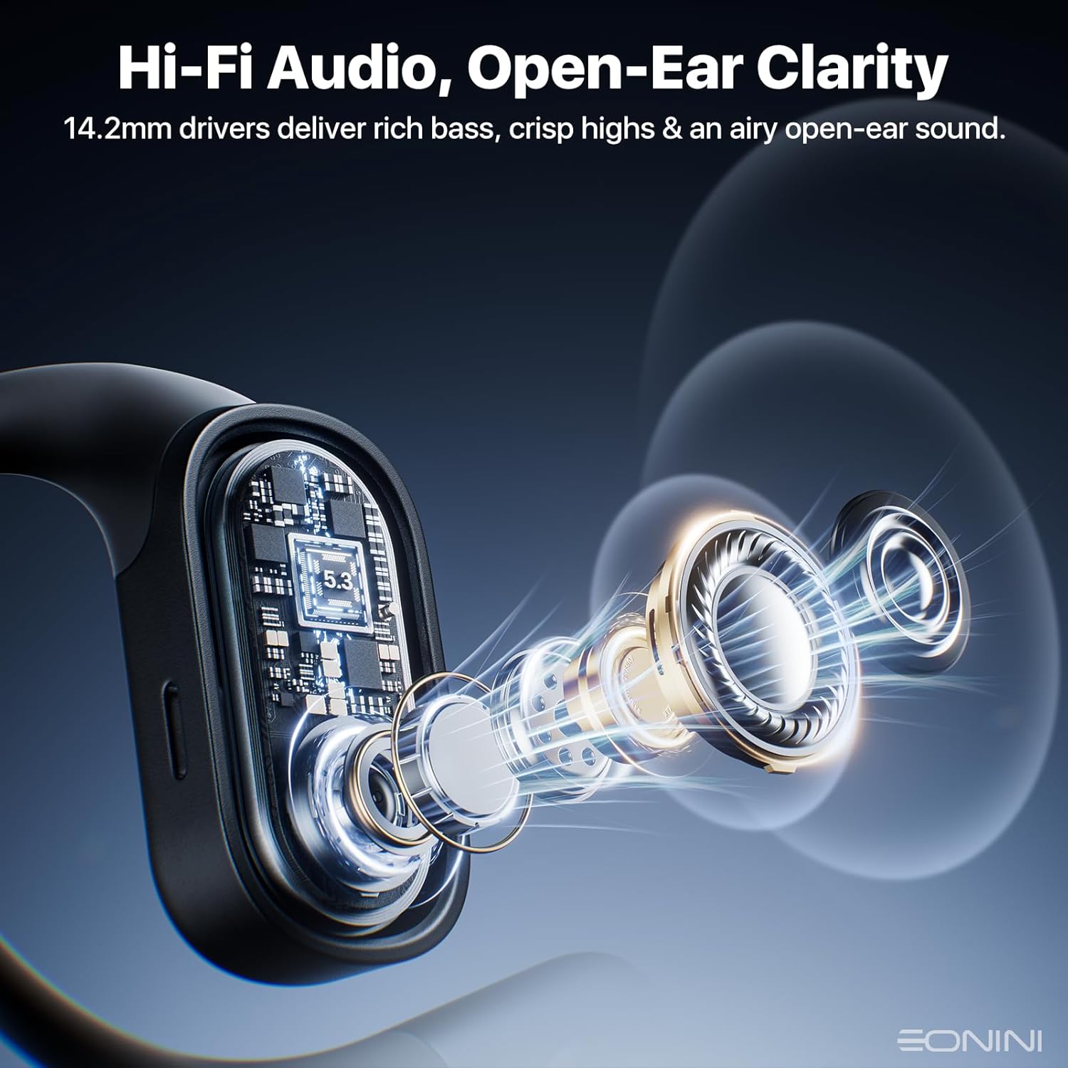 2025 Open Ear Earbuds Wireless Bluetooth Headphones, Earhook Sports Earphones with Mic, 40Hrs Playtime, Smart Digital Display, IPX5 Waterproof for Running, Gym, Cycling(Black) - Image 3