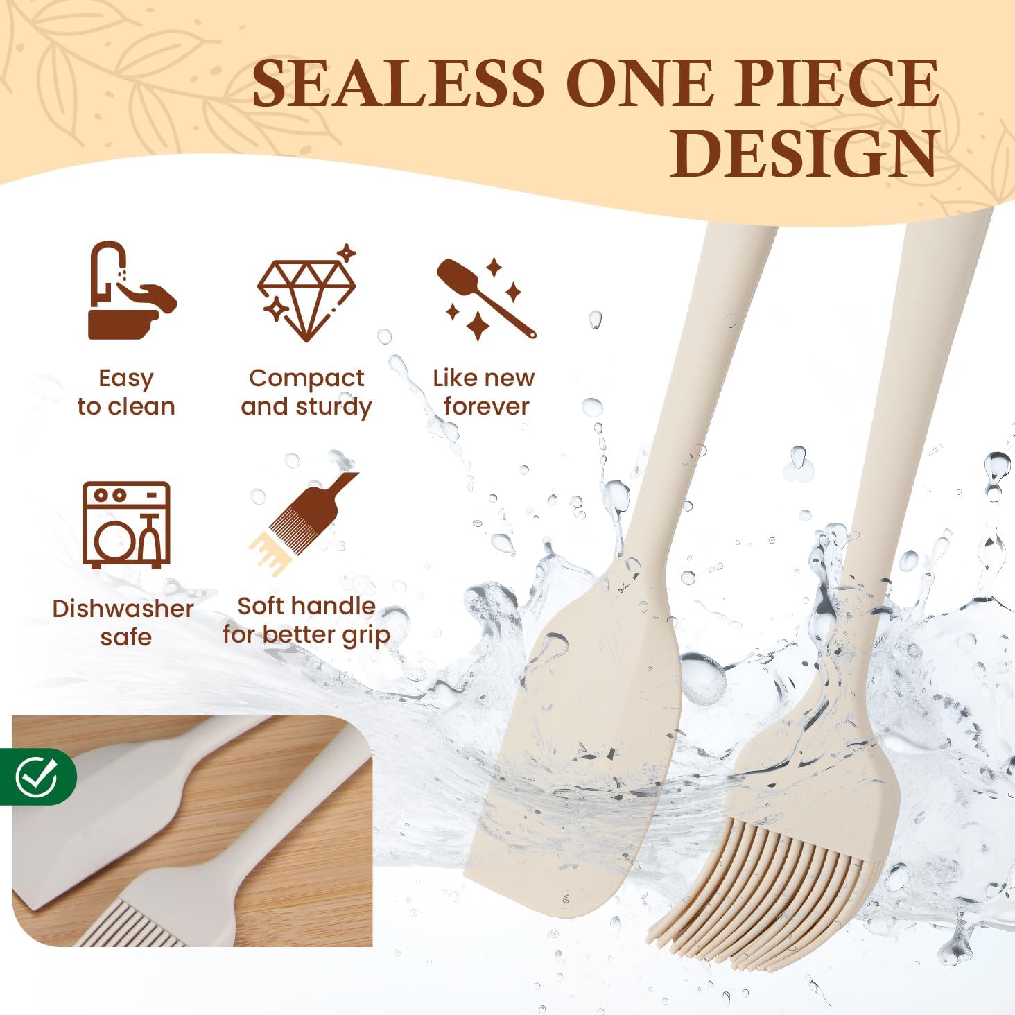 CARTMAN Bakeware Set 9-pieces Brown with Round/Square Cake Pan,Loaf Pan,6/12 Cup Muffin Pan,Cookie Sheet, Brush and Spatula, Carbon Steel Bake Set, Nonstick Stainless Steel Baking Pans Set - Image 3