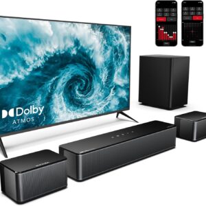 ULTIMEA 5.1 Sound Bar with Dolby Atmos, 410W Surround Sound System for TV, 3D Sound Bars for Smart TV with Subwoofer, Adjustable Surround and Bass, Home Audio Soundbars for TV, HDMI eARC, Poseidon D60