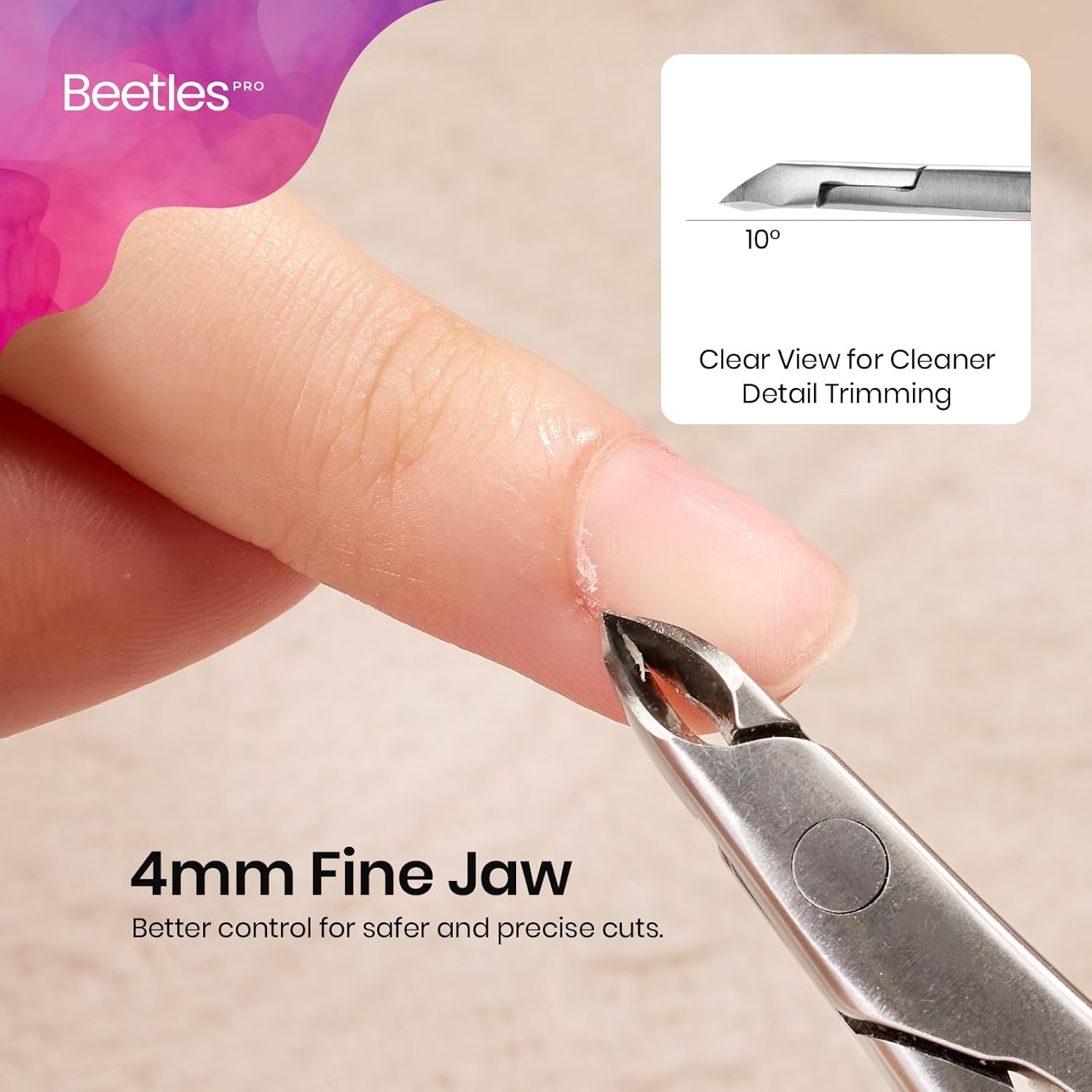 Beetles cuticle nippers Professional Cuticle Trimmer: 4MM Blade Swan Neck Cuticle Remover & Cutter Scissors Stainless Steel Nails Nippers Nail Art Accessories for Nail Care at Salon - Image 4