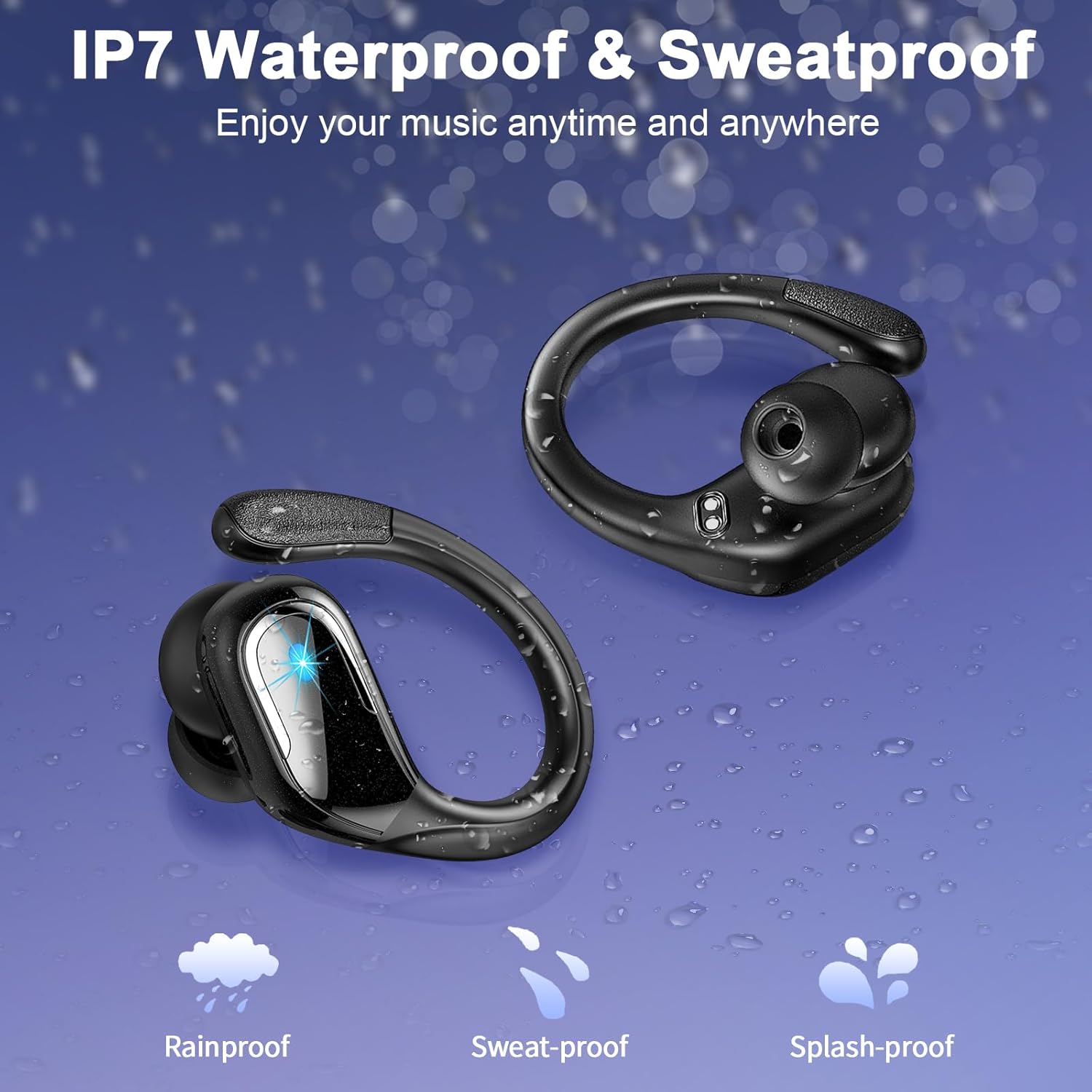 Wireless Earbud, 2025 New Bluetooth 5.4 Headphones 75Hrs Playtime, Bluetooth Earbuds Deep Bass Noise Cancelling Mic, Ear Bud with Sport Earhooks, IP7 Waterproof Wireless Earphones for Workout/Running - Image 7