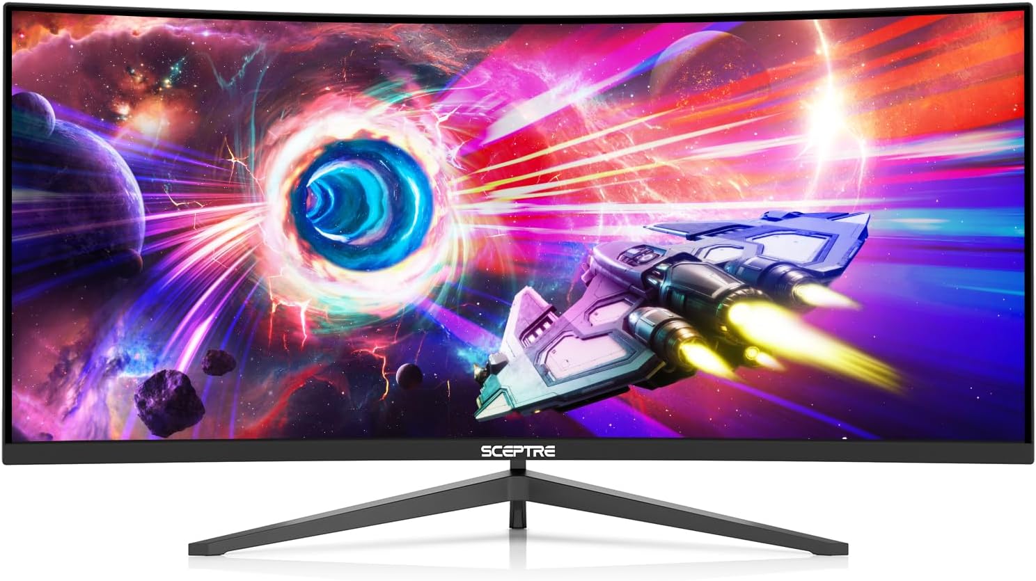 Sceptre 34-Inch Curved Ultrawide WQHD Monitor 3440 x 1440 R1500 up to 165Hz DisplayPort x2 99% sRGB 1ms Picture by Picture, Machine Black 2023 (C345B-QUT168) - Image 8