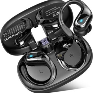 Wireless Earbud, 2025 New Bluetooth 5.4 Headphones 75Hrs Playtime, Bluetooth Earbuds Deep Bass Noise Cancelling Mic, Ear Bud with Sport Earhooks, IP7 Waterproof Wireless Earphones for Workout/Running