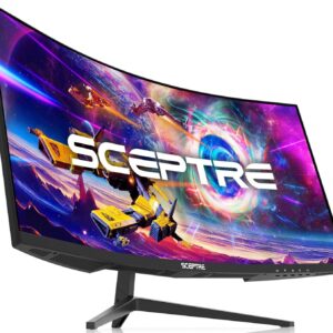 Sceptre 30-inch Curved Gaming Monitor 21:9 2560×1080 Ultra Wide/ Slim HDMI DisplayPort up to 200Hz Build-in Speakers, Metal Black (C305B-200UN1)