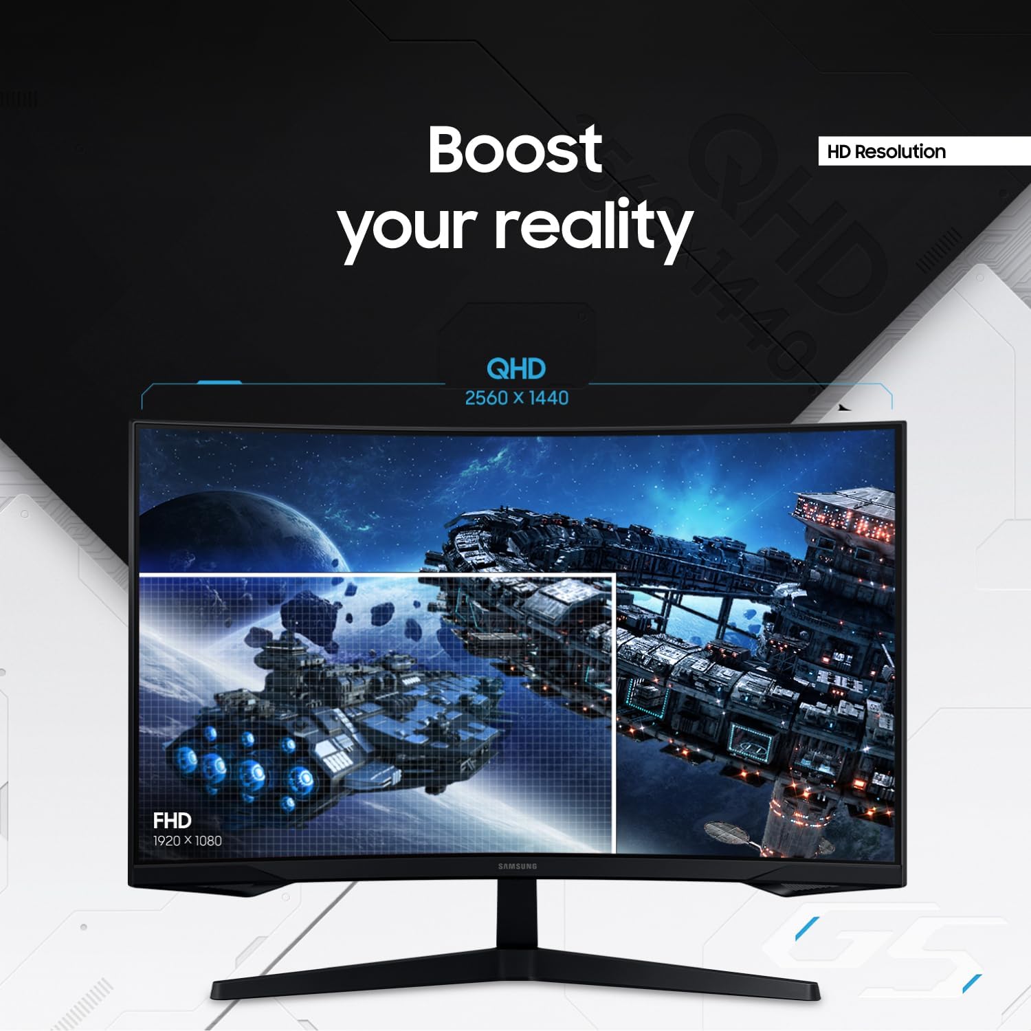 SAMSUNG 32" Odyssey G55C Series QHD 1000R Curved Gaming Monitor, 1ms(MPRT), HDR10, 165Hz, AMD Radeon FreeSync, Eye Care, Glare Free, Sharp Resolution LS32CG550ENXZA - Image 3