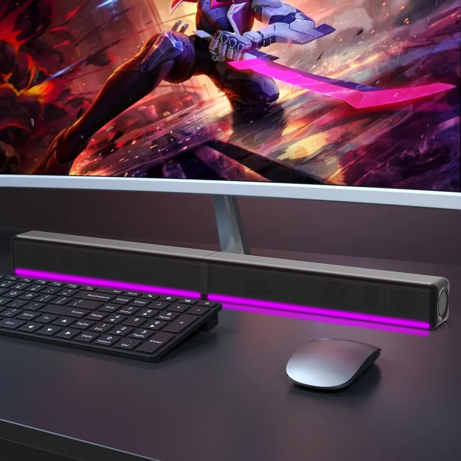 TV Sound Bar, Soundbar with RGB LED Lights & 2.1CH Bluetooth Speaker Surround System, 180W Surround Sound, AUX/Optical/HDMI ARC Home Theater Speaker, 2 in 1 Detachable for Smart TV/Projector/Gaming/PC - Image 7