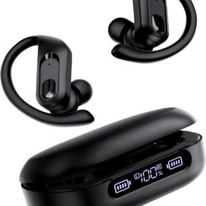 occiam ANC Noise Cancelling Ear Buds Wireless Earbuds Bluetooth Headphones 96Hrs Playback LED Display Over-Ear Waterproof Earphones with Earhooks Mics Clear Call for Sport/Running/Workout