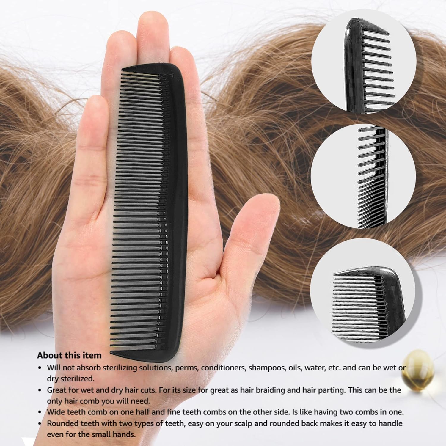 Soft 'N Style Hair Care 4-Pack Comb - Not Breakable - mens comb/fine tooth comb/peines para cabello - Image 3