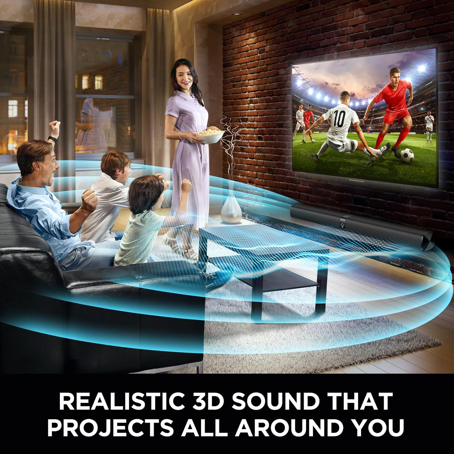 Sound Bar for Smart TV, Soundbar with Bluetooth/ARC/Opt/AUX Connect, Auto Volume Boost, 3 Equalizer Modes, 2 in 1 Detachable Soundbar for TV/PC/Gaming/Projectors - Image 6