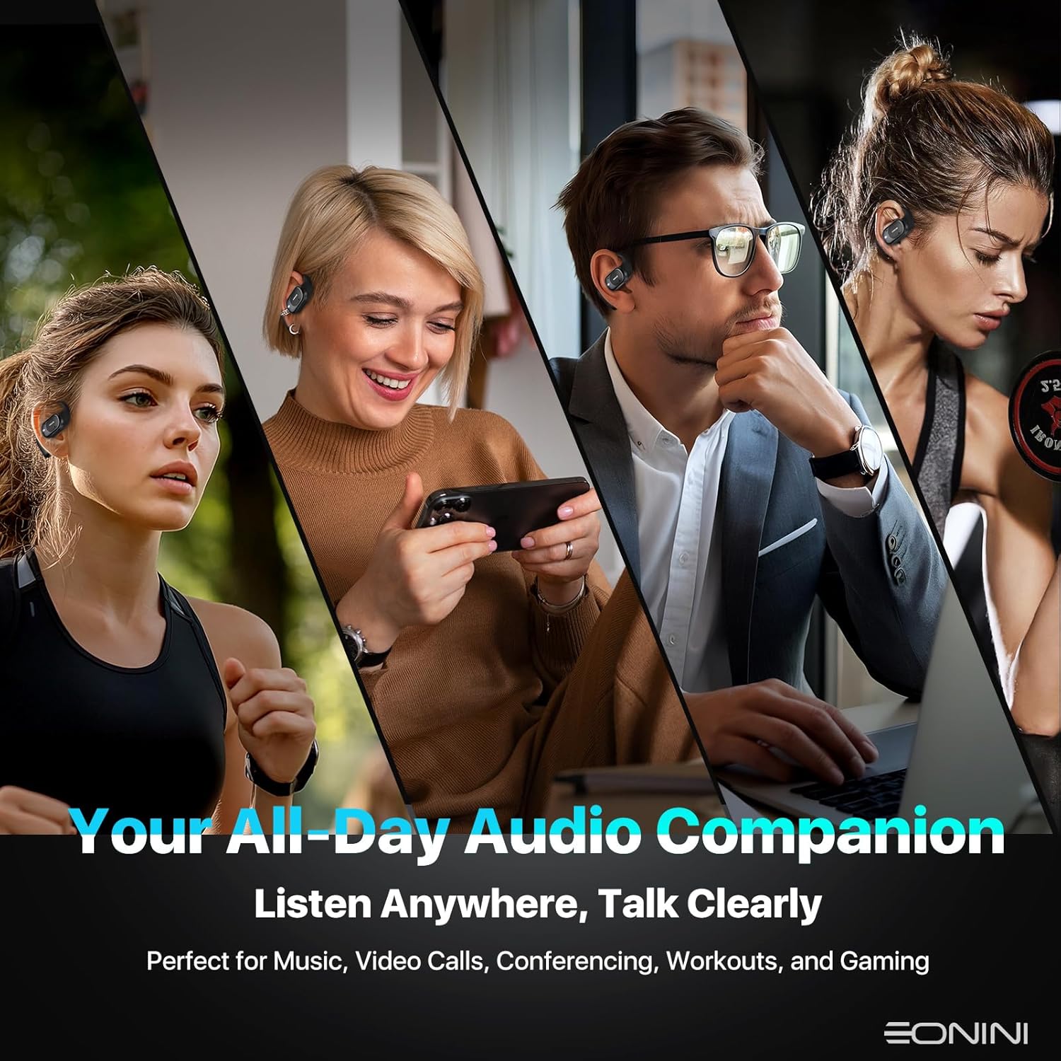 2025 Open Ear Earbuds Wireless Bluetooth Headphones, Earhook Sports Earphones with Mic, 40Hrs Playtime, Smart Digital Display, IPX5 Waterproof for Running, Gym, Cycling(Black) - Image 7