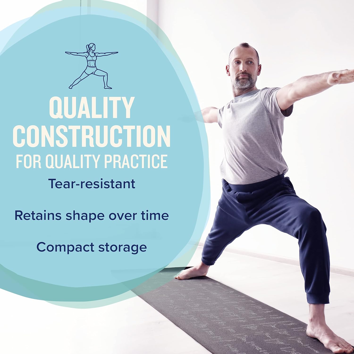 NewMe Fitness Yoga Mat for Women and Men - Large, 5mm Thick, 68 Inch Long, Non Slip Exercise Mats w/ 70 Printed Yoga Poses for Pilates, Workout and Stretching - Home and Gym Essentials - Image 7