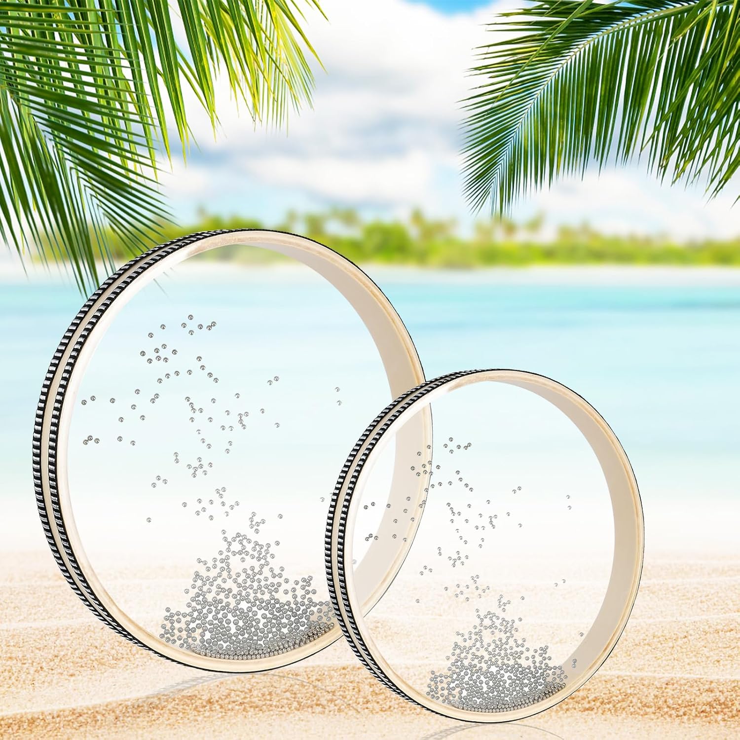 8 Inch 10 Inch Sea Wave Sound Drum, 2 Pcs Wave Bead Ocean Drum Sea Sound Drum with Wooden Shell Musical Instrument Percussion for Home School Supplies - Image 7