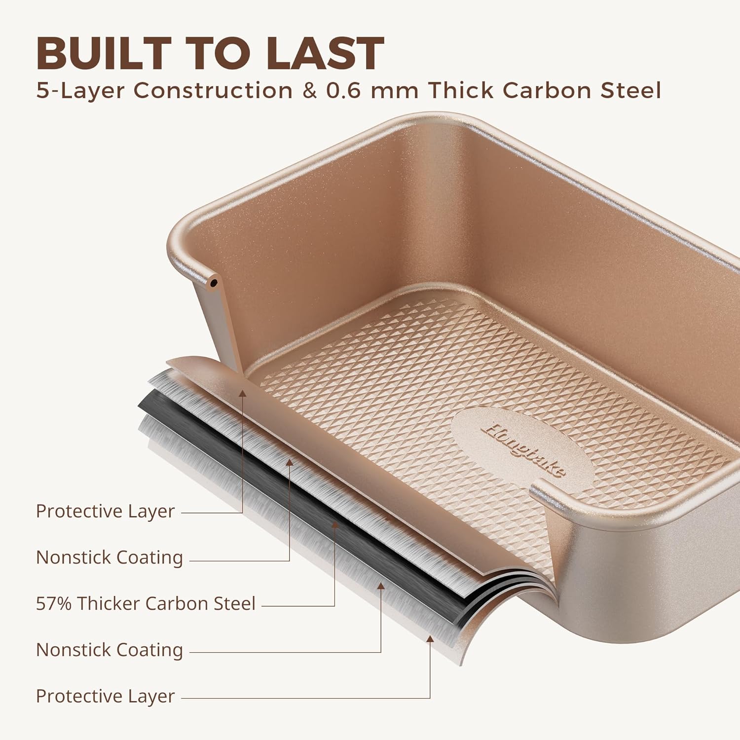 HONGBAKE 9-Piece Baking Pans Set Nonstick, Stackable Non Toxic Bakeware Sets with Diamond Texture, Oven Pan Set for Cooking, Includes Cookie Sheet with Rack, Cake Pan, Roasting Pan, Muffin Tin, Gold - Image 8