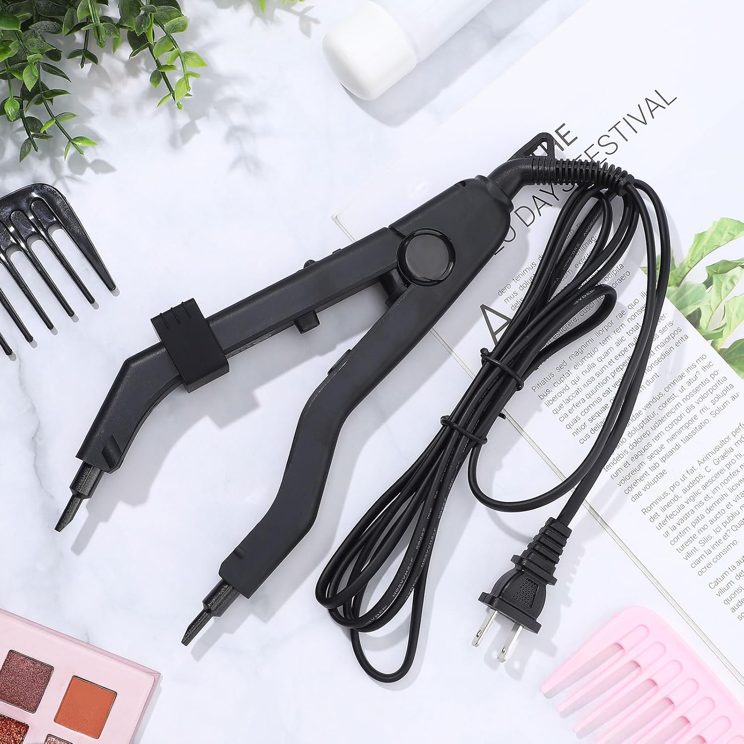 Hair Extensions Tool K Tips Hair Extensions Tool 12 Templates Clips 50 Fusion Glue Protector 201 Finger Protector 2 Bags Keratin Glue Granule Beads(Black) - Image 7