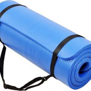 Yoga Mat 1-Inch Extra Thick High-Density Exercise Mat with Non-Slip Surface & Carry Strap for Men & Women Tear-Resistant Pilates Workout Mat for Home Gym, Floor Fitness