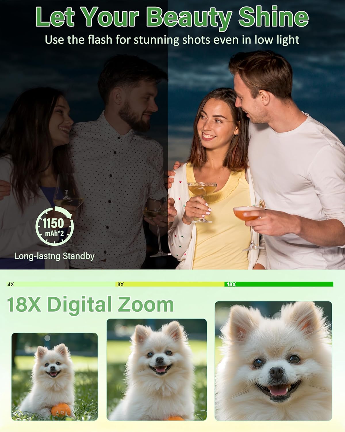 5K Digital Camera for Photography, 75MP WiFi Vlogging Camera for YouTube with 3" 180° Flip Screen, 18X Zoom UHD Autofocus Video Camara with 32GB SD Card, 2 Batteries - Image 4