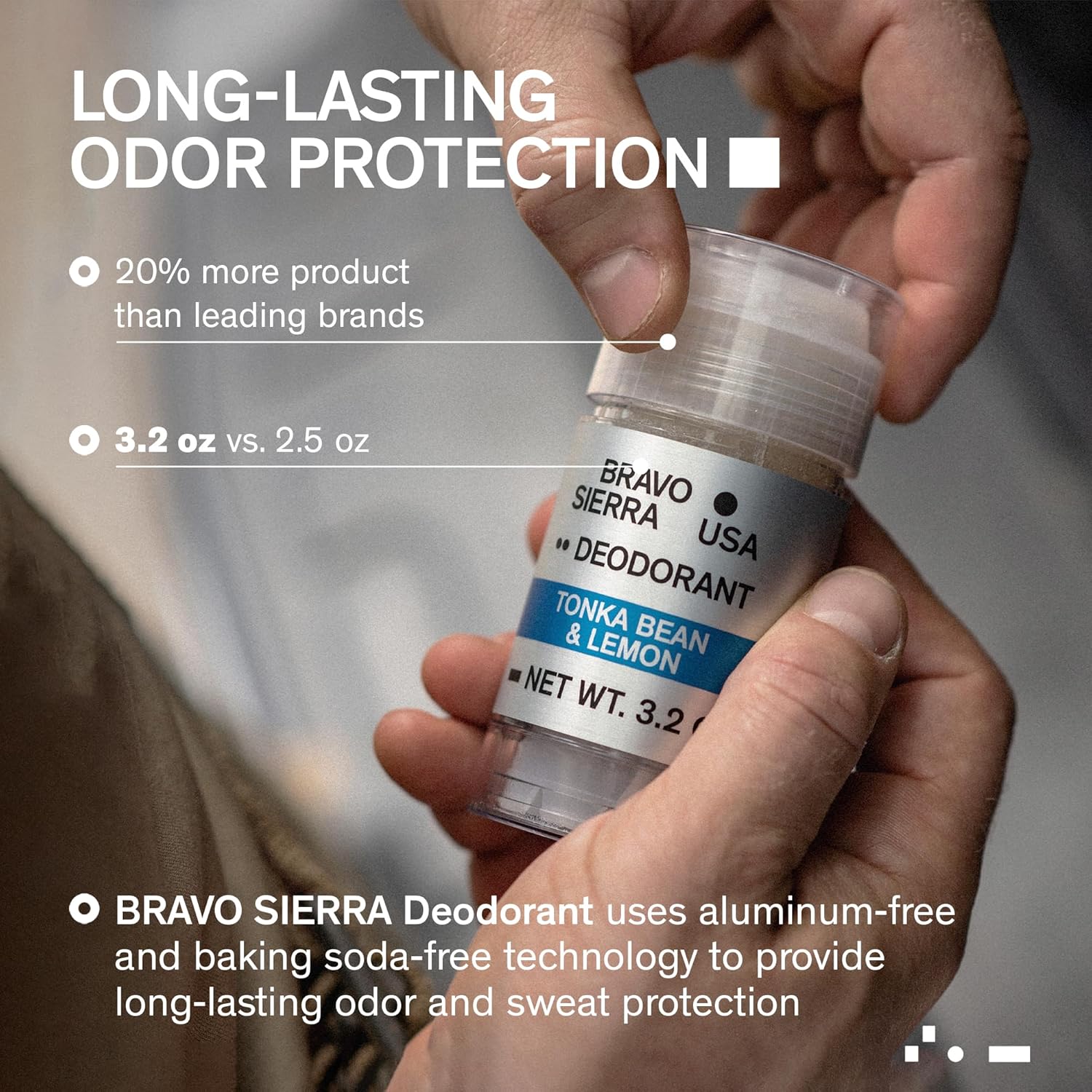 Aluminum-Free Deodorant for Men by Bravo Sierra, 2-Pack -Contains Natural Ingredients – Long Lasting All-Day Odor and Sweat Protection -Tonka Bean and Lemon, 3.2 oz -Paraben-Free, Vegan & Cruelty-Free - Image 2