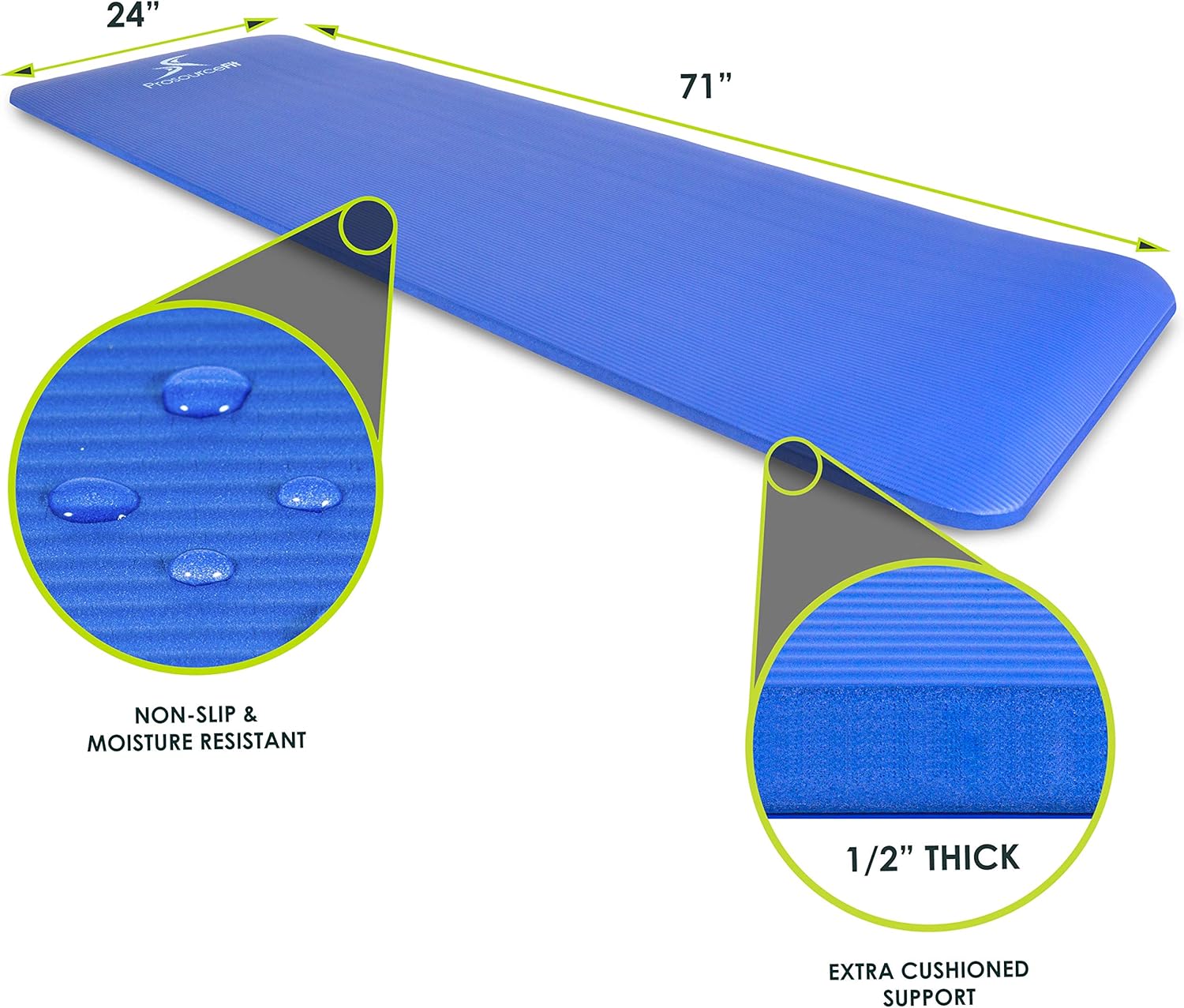 ProsourceFit Extra Thick Yoga and Pilates Mat ½” (13mm), 71-inch Long High Density Exercise Mat with Comfort Foam and Carrying Strap - Image 3