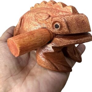 NUTTA – 5 Inches Wooden Frog Guiro Rasp Musical Instrume Wood Percussion Desk Scraping Fog with Frog Sound Idea Funny Instruments Nature Wood Music Home Garden Decoration (5 Inches)