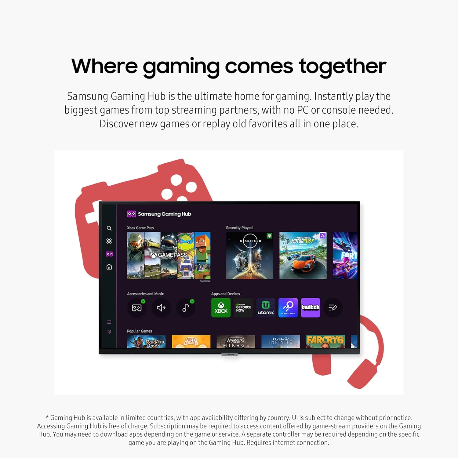 SAMSUNG 27-Inch M5 (M50D) Series FHD Smart Monitor with Streaming TV, Speakers, HDR10, Gaming Hub, Multiple Ports, Workout Tracker, Vision Accessibility Tools, LS27DM500ENXGO, 2024 - Image 5