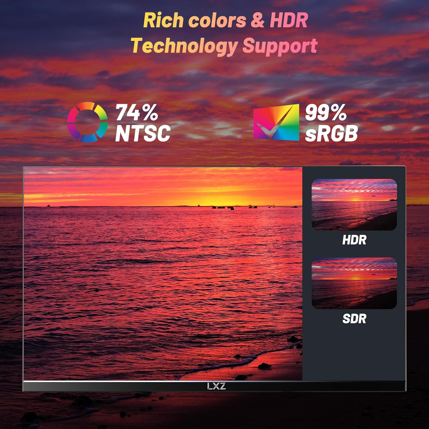 LXZ Gaming Monitor 24.5 inch, 200hz Monitor FHD 1080P Frameless IPS Display with Eye Care, DP/HDMI, Wall Mount Compatible - Black - Image 3