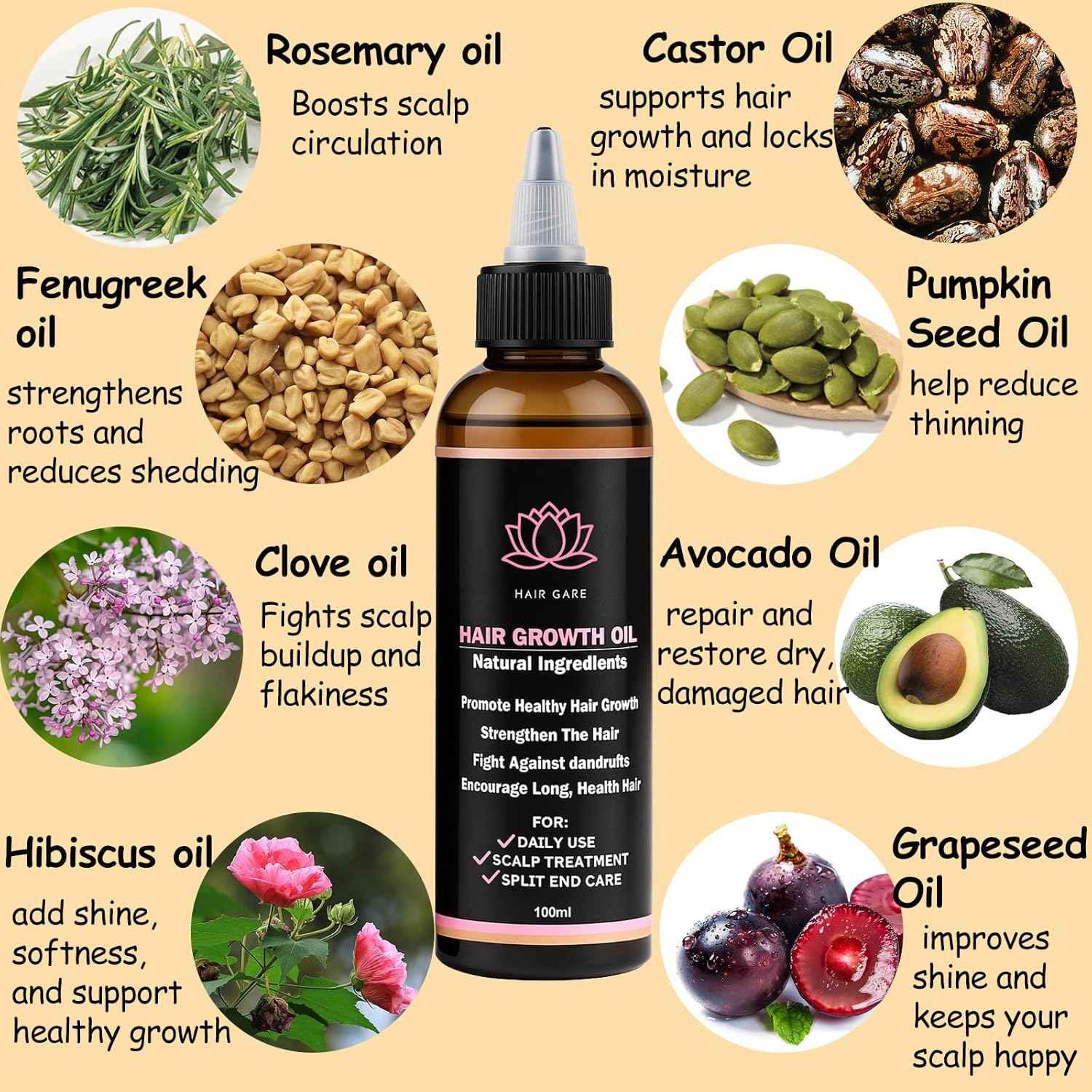 Lifewitqueenp Hair Care Growth Oil, Queenp Ayurvedic Hair Growth Oil, Lightweight for All Hair Types (1 Pack) - Image 2