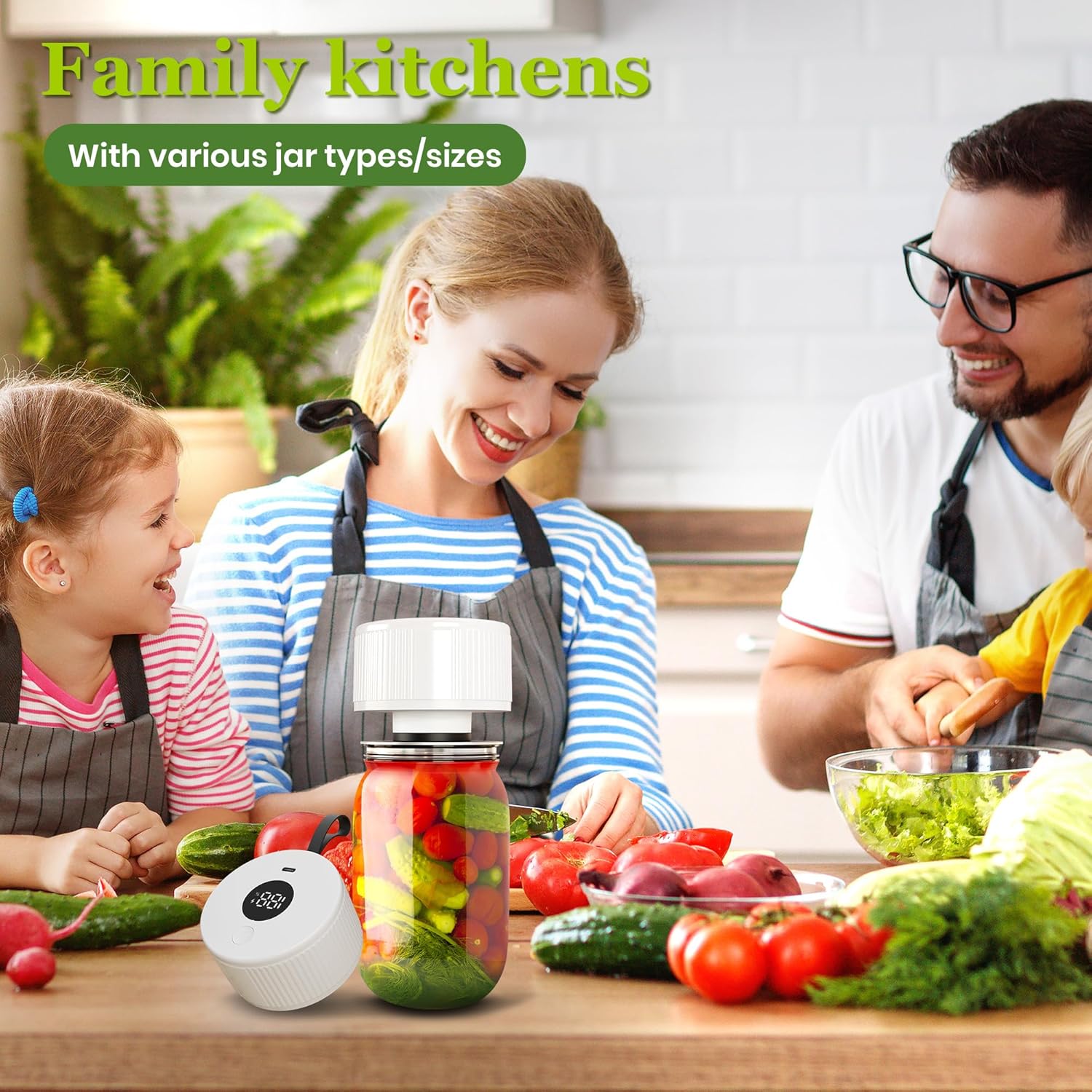 Mason Jar Vacuum Sealer Kit,Auto Stop jar vacuum sealer for mason jars,Portable kitchen Food Storage and Canning,Includes 20 Jar Lids,with Led Screen - Image 8