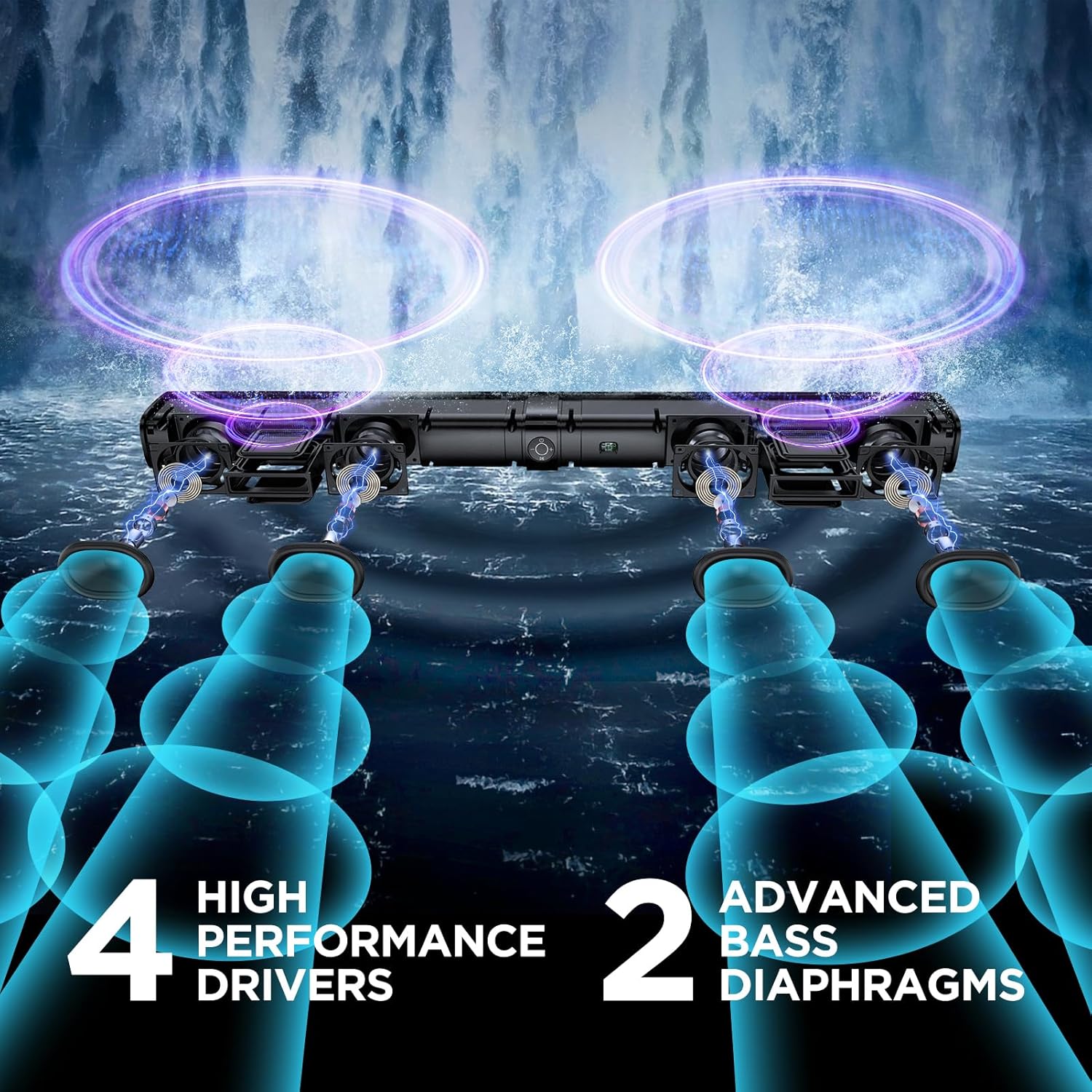 Sound Bar for Smart TV, Soundbar with Bluetooth/ARC/Opt/AUX Connect, Auto Volume Boost, 3 Equalizer Modes, 2 in 1 Detachable Soundbar for TV/PC/Gaming/Projectors - Image 4