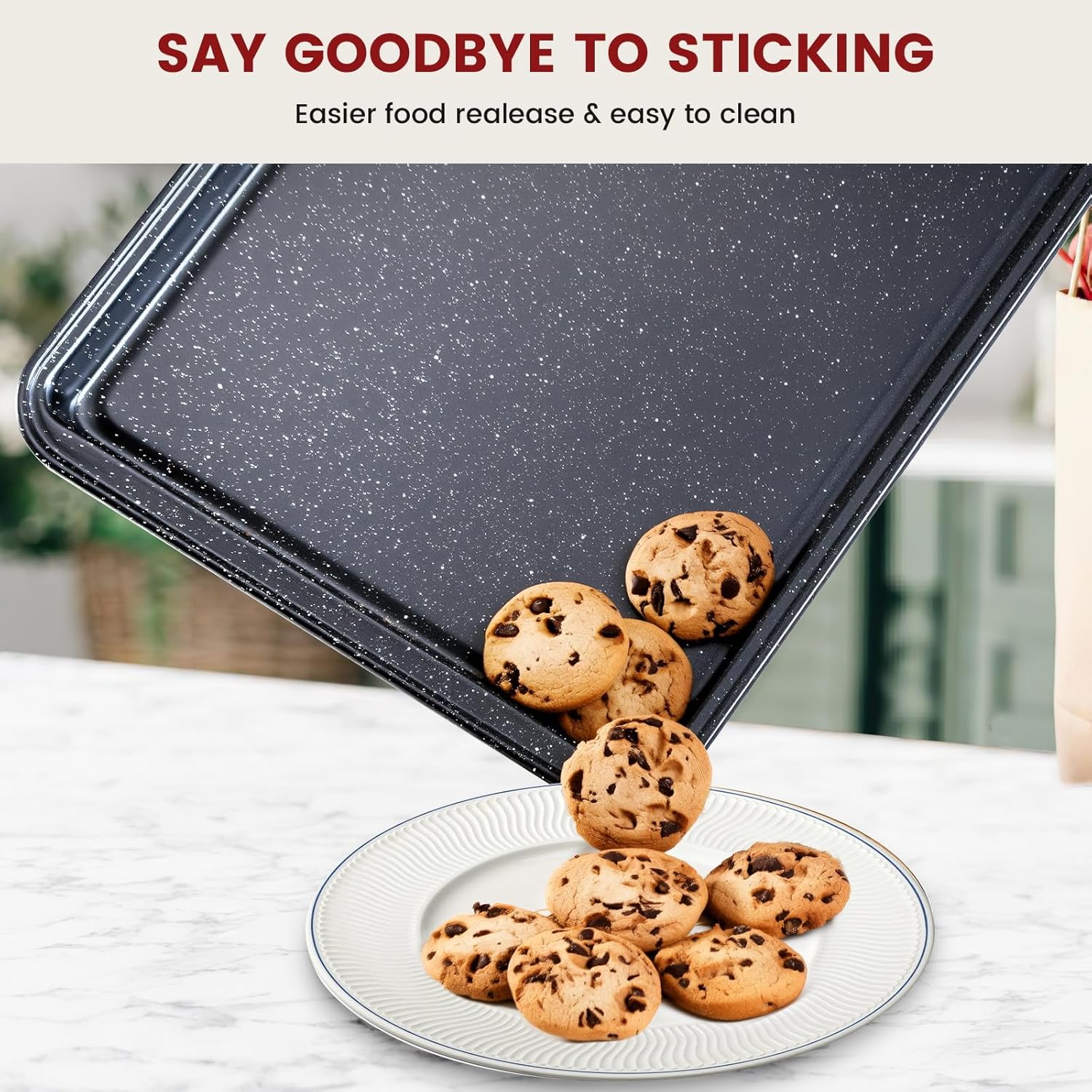 10-Piece Baking Pans Set, Bakeware Sets Nonstick, Baking Set for Oven Cooking, Stackable Carbon Steel Set Include Cookie Sheets, Muffin Pan, Cake Pan, Pizza Pan, Loaf Pan, Roasting Pan, Black - Image 6