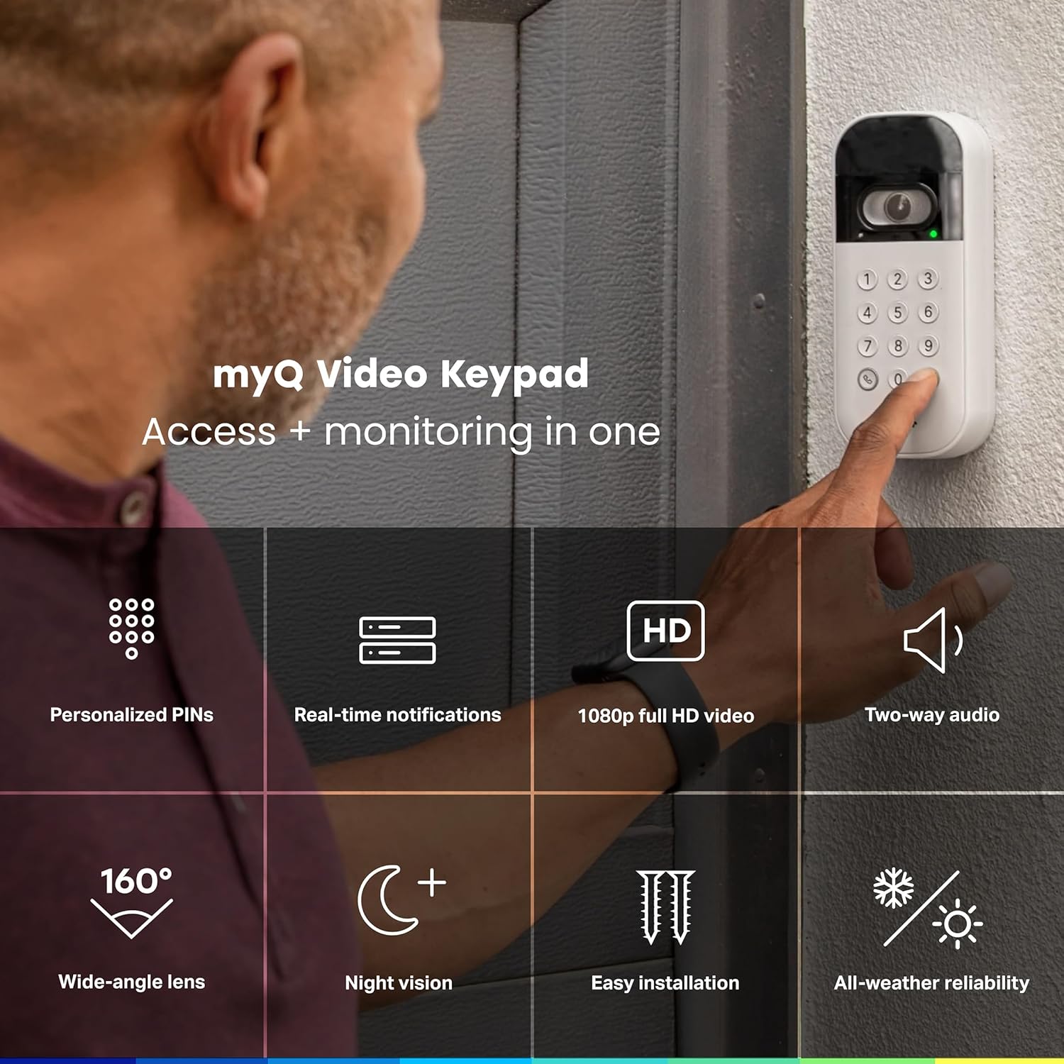myQ Smart Garage Door Video Keypad with Wide-Angle Camera,Customizable PIN Codes,and Smartphone Control–Take Charge of Your Garage Access Works with Chamberlain, LiftMaster and Craftsman openers,White - Image 2
