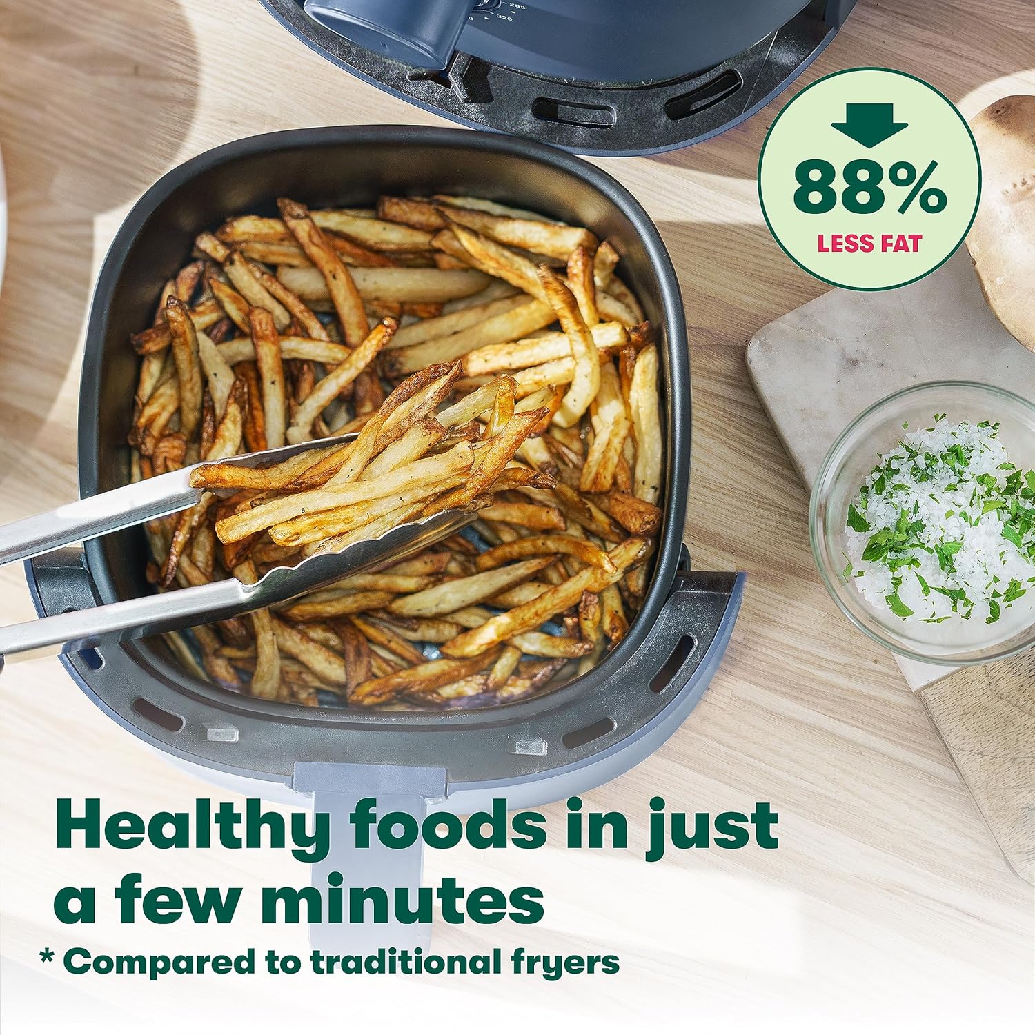 BELLA 3 Qt Manual Air Fryer Oven and 5-in-1 Multicooker with Removable Nonstick and Dishwasher Safe Crisping Tray and Basket, 1400 Watt Heating System, Matte Blue - Image 3