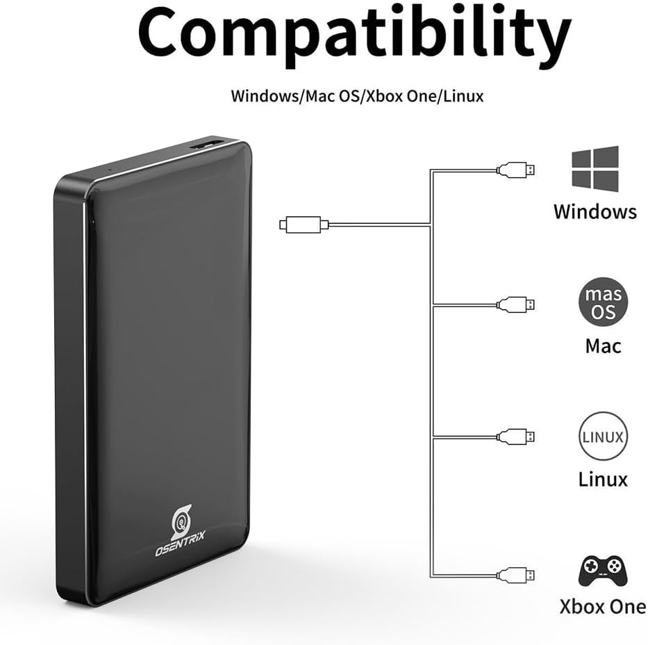 O1-BK 1TB USB 3.0 Pocket-Size Portable External Hard Drive (for Windows, MacOS, Xbox, PS) - Image 4