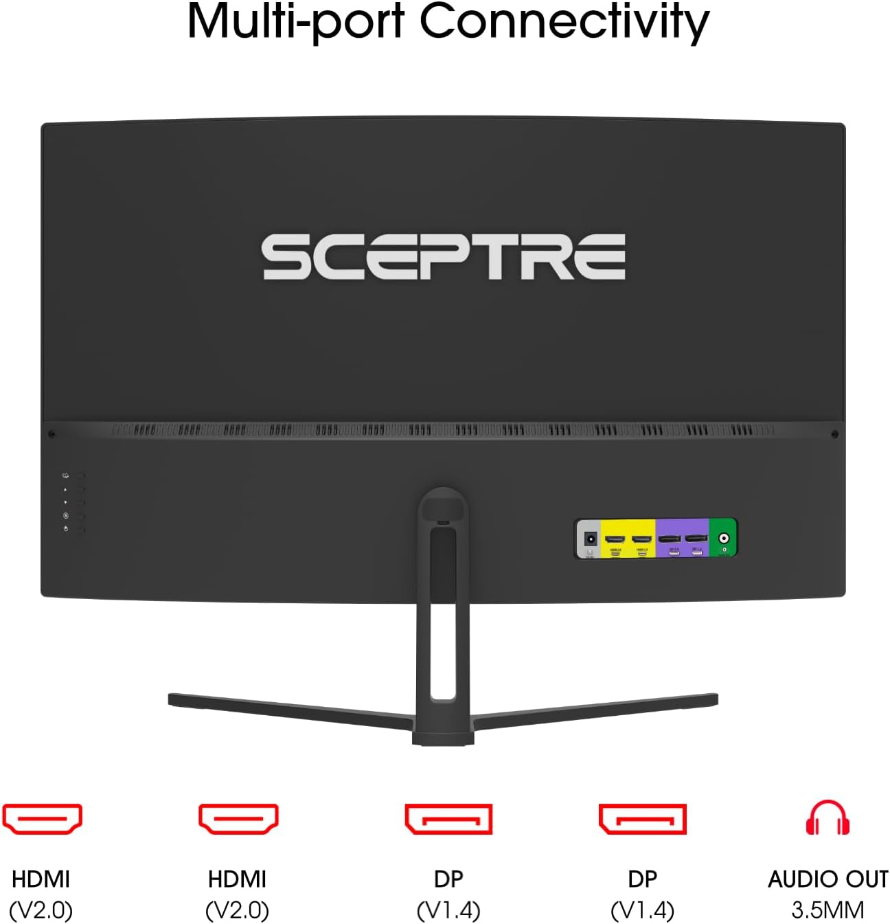 Sceptre 32-inch Curved Gaming Monitor Overdrive up to 240Hz DisplayPort 165Hz 144Hz HDMI AMD FreeSync Build-in Speakers, Machine Black (C325B-185RD) - Image 4