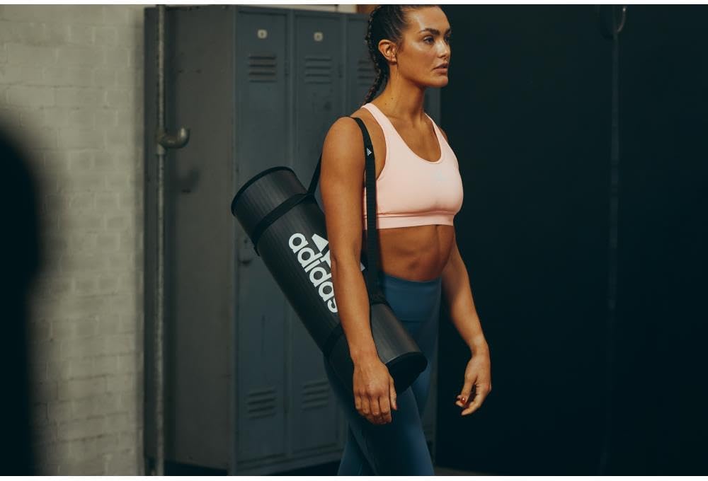 adidas 10mm Extra Thick Training Mat with Carrying Strap and Non-Slip Textured Base - Cushioned Workout Mat for Home Gym, Floor Workouts, and Intense Exercises - Portable and Durable - Image 3