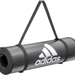 adidas 10mm Extra Thick Training Mat with Carrying Strap and Non-Slip Textured Base – Cushioned Workout Mat for Home Gym, Floor Workouts, and Intense Exercises – Portable and Durable