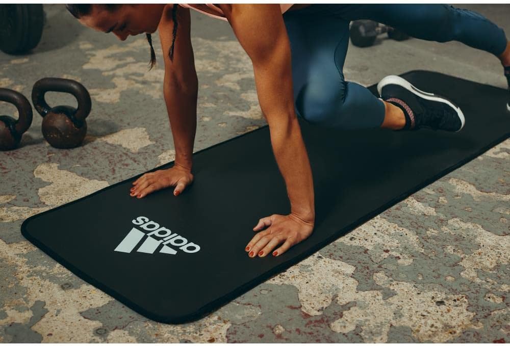 adidas 10mm Extra Thick Training Mat with Carrying Strap and Non-Slip Textured Base - Cushioned Workout Mat for Home Gym, Floor Workouts, and Intense Exercises - Portable and Durable - Image 4